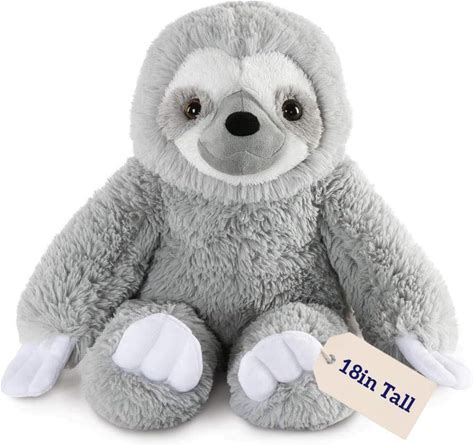 Vermont Teddy Bear Sloth Plush - Oh So Soft Sloth Stuffed Animal, Gray, 18 Inch
