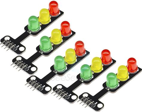 5Pcs Mini 5V Traffic Light LED Display Module For Arduino Red Yellow Green 5mm LED RGB Traffic Light