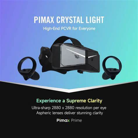 Pimax Crystal Light Prime PCVR Headset - 8K Resolution / QLED Display / Light & Comfortable / High Clarity VR For Flight Simulator / Compatible With