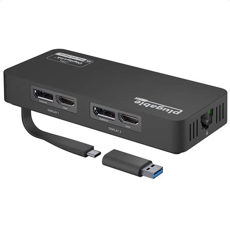 Plugable 4K Displayport And HDMI Dual Monitor Adapter For USB 3.0 And USB-C, Compatible With Windows And Chromeos (Replaced By USBC-6950U)