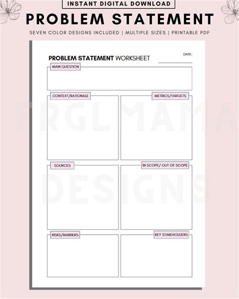 Problem Statement Worksheet: Research Paper Journal (A4, A5, Letter PDF)