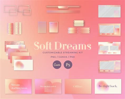 Soft Dreams Twitch Stream Customizable Overlay Package