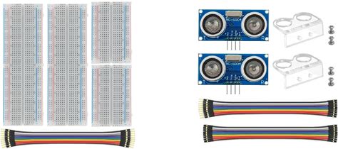4Pcs Breadboard Kit + 2Pcs HC-SR04 Ultrasonic Sensor