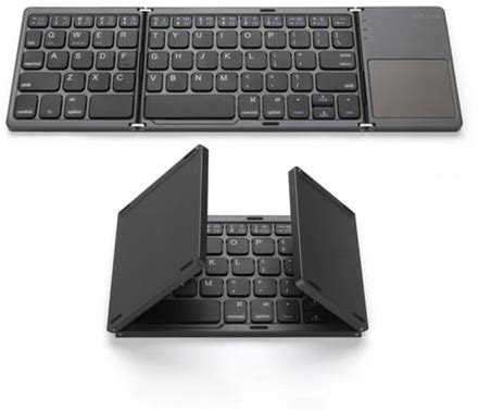 Foldable Bluetooth Keyboard Wireless Portable Keyboard With Larger Touchpad Pocket-Sized Folding Travel Keyboard For Macos Android Windows Ios Dark Gr