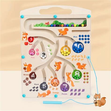 Colorful Squirrel Maze Toy With Magnetic Balls