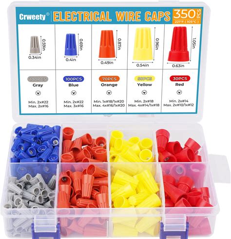 350 Pcs Wire Connectors Kit, Electrical Connectors Nuts Small, Assorted Wire Connector Nuts Assortment Kit, Wire Caps For Quick Connect, Electric