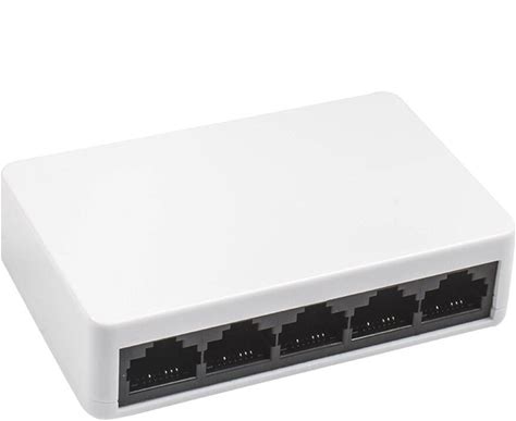 Network Switch 5 Ports Fast Ethernet 10/100Mbps Lan Rj45 Switcher Hub With Power Adapter For Desktop Pc