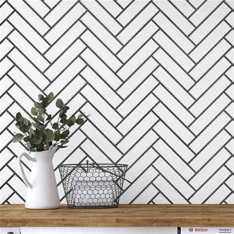 Diagonal Herringbone Tile Pattern Wall Stencil - Herringbone Stencil, Tile Stencil, Pattern Stencil, Wall Stencil, Giant Stencil Wallpaper