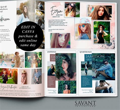 Graduation Yearbook Ad - HALF PAGE Yearbook Ad, CANVA Template, Yearbook Tribute Ad, 8.5X5.5 Senior Graduation Yearbook Ad, YBA29D