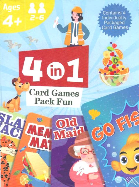 4 in One Card Games, NEW! Go Fish, Old Maid, Slap Jack, Memory Match , Family
