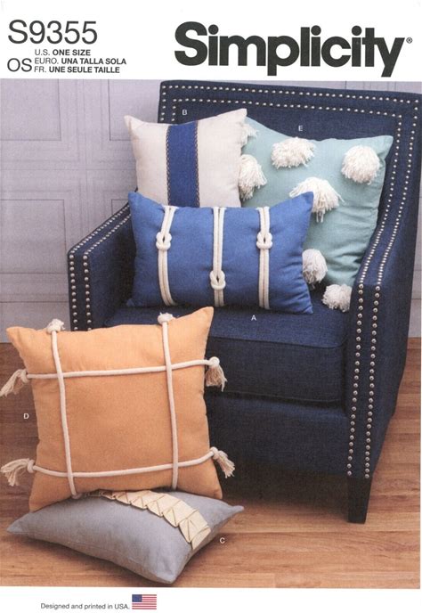 Simplicity S9355 Square & Rectangular Throw Pillows Uncut Pattern