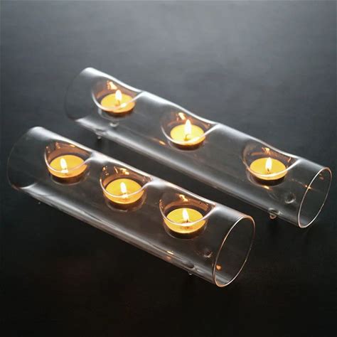 Glass Three-Hole Candlestick Bar Feature Creative European Living Room Table Candlestick Home Decoration Pieces