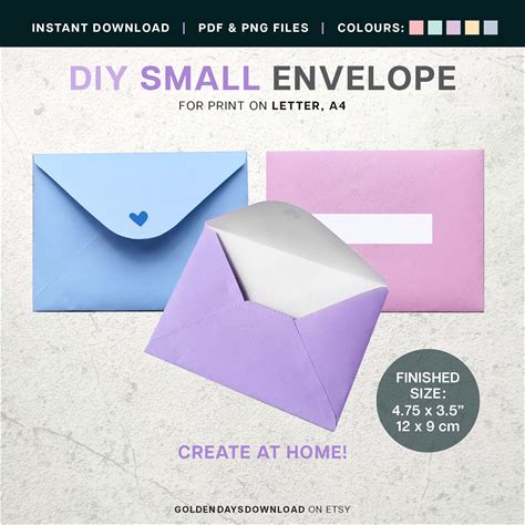 DIY Envelope Printable Template | Simple Heart Design Origami Envelope | Easy To Make Small Handmade Envelope | PDF Craft Gift For Cards