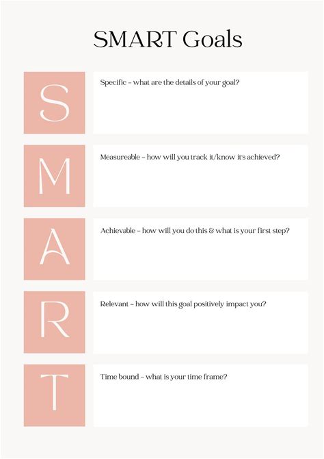 SMART Goals Template PDF Digital Download