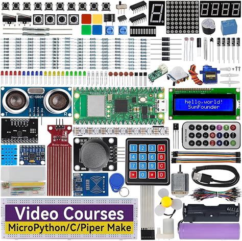 Sunfounder Raspberry Pi Pico W Ultimate Starter Kit With Online Tutorials, Rohs Compliant, 450+ Items, 117 Projects, Micropython, C/C++ (Compatible With Arduino IDE)