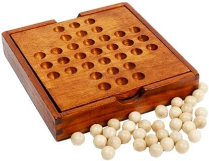 STARTIST Marble Solitaire Board Games Wood Brown