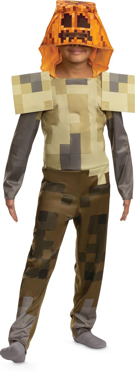 Disguise Minecraft Husk Jack O'lantern Costume, Official Minecraft Hooded Jumpsuit Costume, Kids Size (7-8)