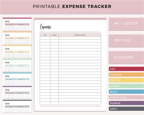 Printable Expense Sheet, Spending Tracker, Expense Tracking, Budget Planner, Personal Finance Tracker, Spending Log, A4 And Letter