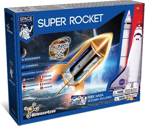 Science4you NASA Super Rocket Launcher - Space Game With 13 Experiments For Kids, Make Your Own Scientific Rockets And Launch Them Up To 20 Metres