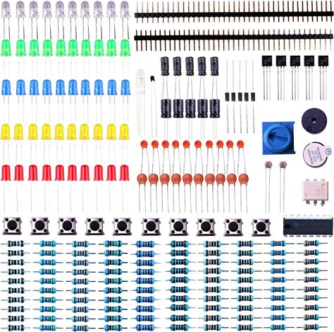 ELEGOO Kit De Inicio Básico De Componentes Electrónicos Con Potenciómetro De Precisión, Zumbador,