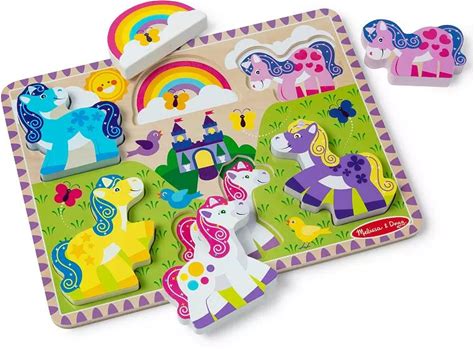 Melissa & Doug Unicorn Chunky Puzzle 6-Pc. Educational Toy Set