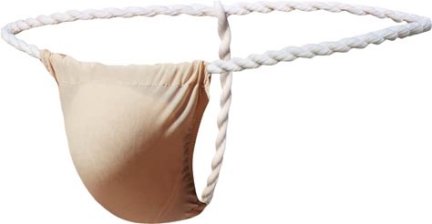 Maiclaice Men's Ice Silk Thong Swim G String Bulge Low Rise Sport Bikini Briefs Underwear Skin Color Large