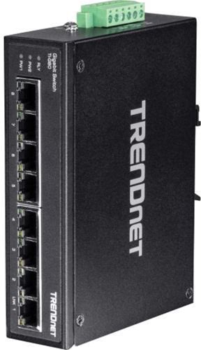 Trendnet 8-Port Hardened Industrial Gigabit DIN-Rail Switch - 8 Network - Twisted Pair - 2 Layer Supported - Rail-Mountable, Wall Mountable - TAA