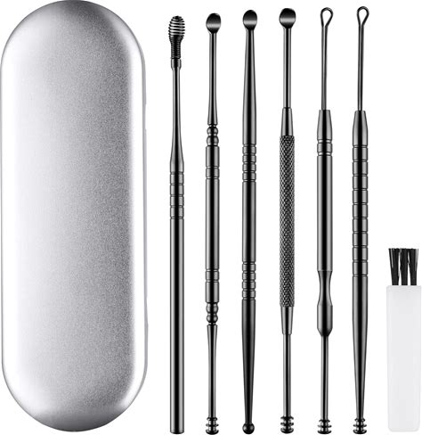 Ear Cleaning Kit,Safe Ear Wax Removal Tool,Earwax Removal Kit,Easy To Use,Painless Ear Pick,With Storage Box And Cleaning Brush (Black)