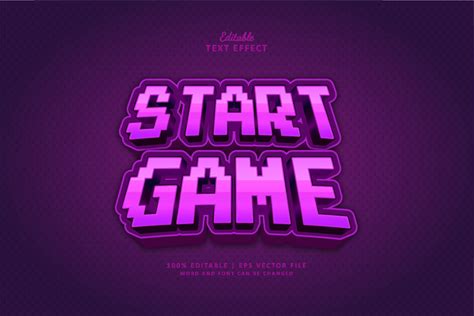 Text Effect Start Game Logo Game By Navy Graphic | Creative Market