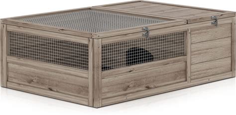 Monibloom Wooden Tortoise Habitat House Indoor/Outdoor Enclosure, Home Small Animal Breeding Box Amphibians Enclosure Cage Reptile For Gecko Lizard S