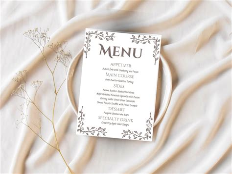 Chic Menu Template, Breakfast, Lunch Or Dinner Menu Printable For Instant Download, Simple Editable Minimalist Digital Menu