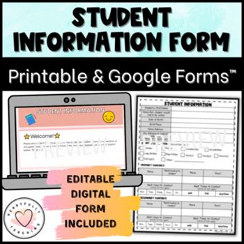 Student Information Form | Printable & Google Forms