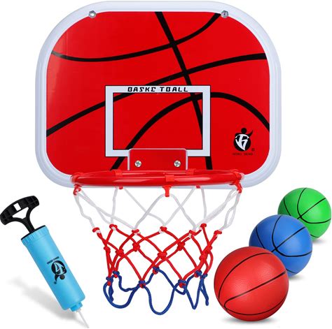 Indoor Basketball Hoop Set For Kids Adults, Mini Over The Door Hoop Set With 4 Balls For Dormitory Home Office, Upgarde Wall Mount Basketball Goal