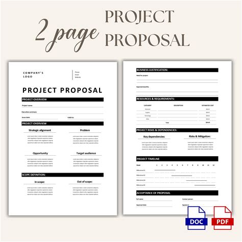 Project Proposal Template Minimal, Project Proposal MS Word PDF Template, Business Proposal, Client Proposal Template, Project Brief PP03