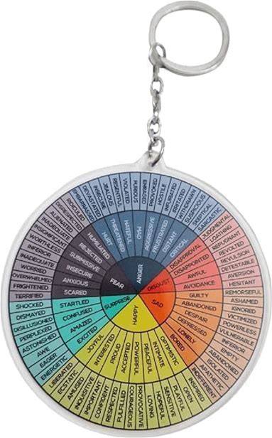 Emotion Wheel Chart, Colorful Feelings Wheel Round Mood Wheel Therapy Emotions Mental Health Color Wheel Social Work Feelings, Sign Key Holder Feelin