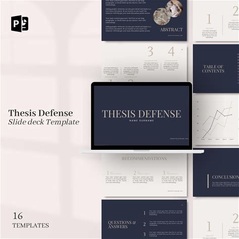 Powerpoint Presentation Template Thesis Defense Slide Deck Template Customizable PPT Slides Minimalist Clean Slide Template