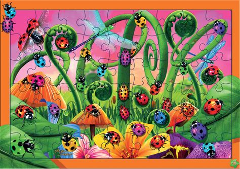 3D Livelife Tray Jigsaw Puzzle - Ladybird Theme Park. Lenticular 3D Bug Puzzle With 40 Pieces! Tray Puzzle Range From Deluxebase. Original Artwork Li