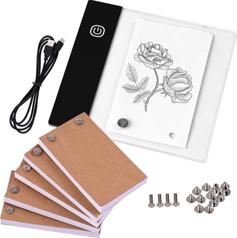 Irfora Flip Book Kit With Mini Pad LED Box Tablet Design With Hole 300 Sheets Flipbook Paper Binding Screws For Ding Tracing Animation Sketching Cart