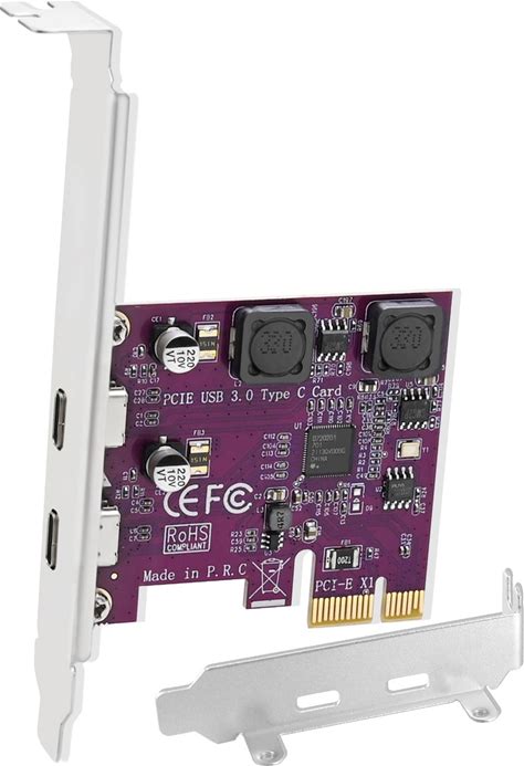 Febsmart 2X 5Gbps USB-C Ports PCI Express To USB 3.0 Expansion Card For Windows 11, 10, 8.X, 7, Vista, XP Desktop Pcs, Built In Self-Powered