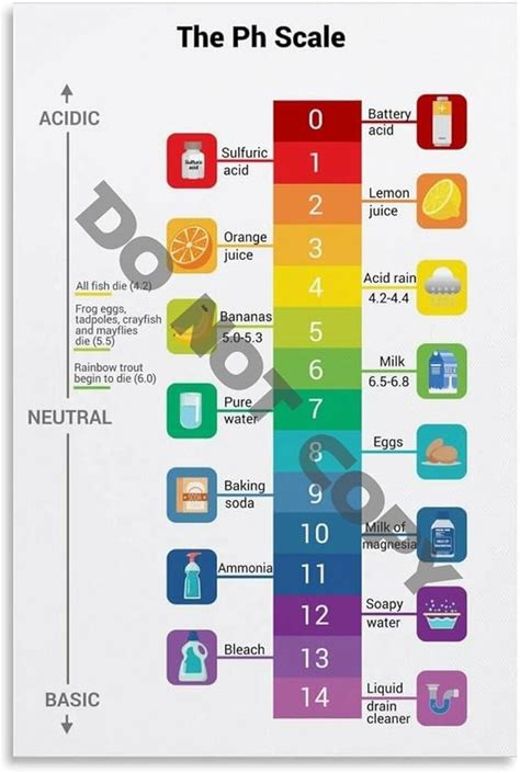 The PH Scale Chart Chemistry Educational Poster (224) Canvas Painting For Bedroom Living Room Decor 12X18inch(30X45cm) Unframe-Style