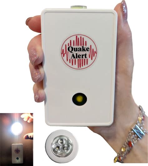 Quake Alert - Earthquake Detector Alarm With LED Emergency Light - Adjustable Sensitivity For Less Than 4.0 Magnitude And Greater Than 4.0 Magnitude (