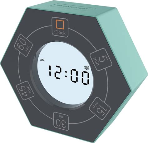 Znewtech Home & Office Timer With Clock, 5,15, 30, 45, 60 Minute Preset Countdown Timer, Easy-To-Use Time Management Tool (Cyan)