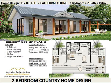 Small And Tiny Home Design 86.5M2/ 931 Sq. Feet - Country 2 Bed House Plans For Sale Under 1000 Sq Feet MODERN GRANNY FLAT