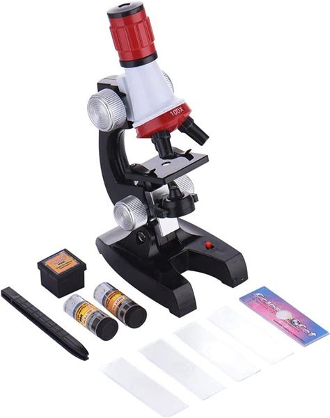 Microscope Observation 100X-450X Microscope Kit Biological Microscope(Red)