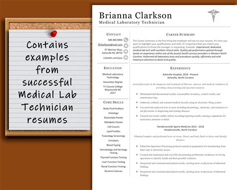 Medical Lab Technician Resume Template: Professional CV Design (Instant Download)