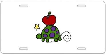 Apple And Turtle Aluminum License Plate