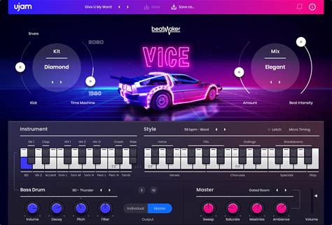 UJAM Beatmaker Vice Synthwave Virtual Drum Machine Beat Creation Software With 10 Drum Kits, 690 Drum Patterns, And MIDI Drag And Drop - AAX, AU,