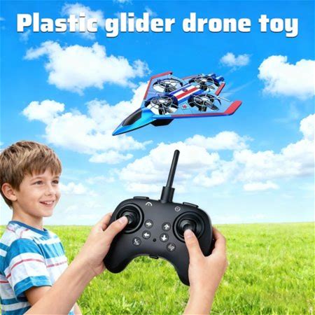 RC Plane | Remote Control Airplane Gyro Drones For Adult RC Helicopter 360°Flip Jet Fighter For Beginners With LED Navigation Lights(Blue)