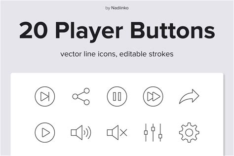 Player Buttons Line Icons By Nadiinko | Creative Market
