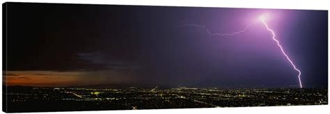 Lightning Storm At Night - Canvas Print Wall Art By Panoramic Images - 48"X16" - Icanvas